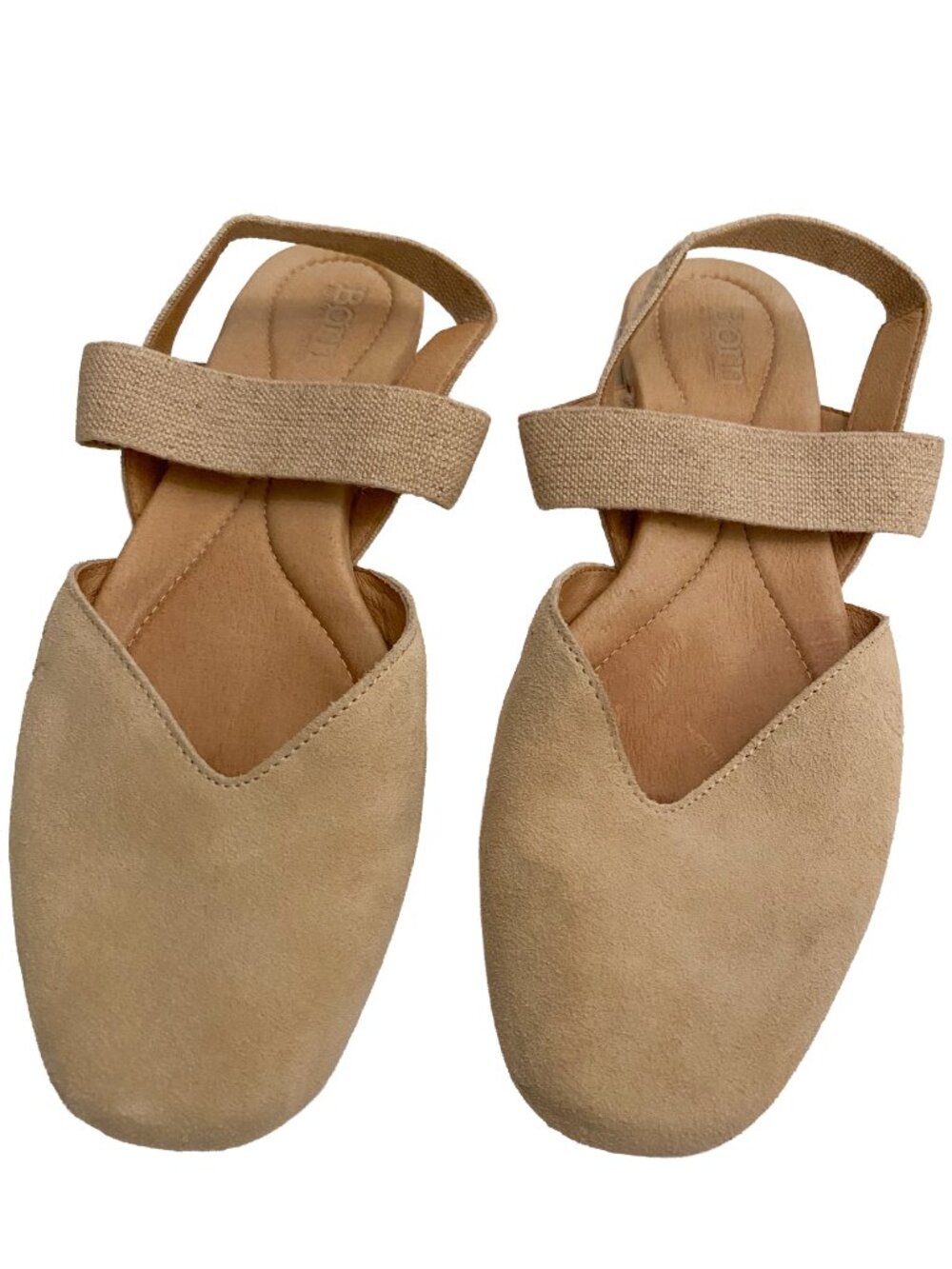 BORN SHOES Tan Suede Slingback Ballet Flats with Tan Elasticized Straps Size 9 - Picture 2 of 4